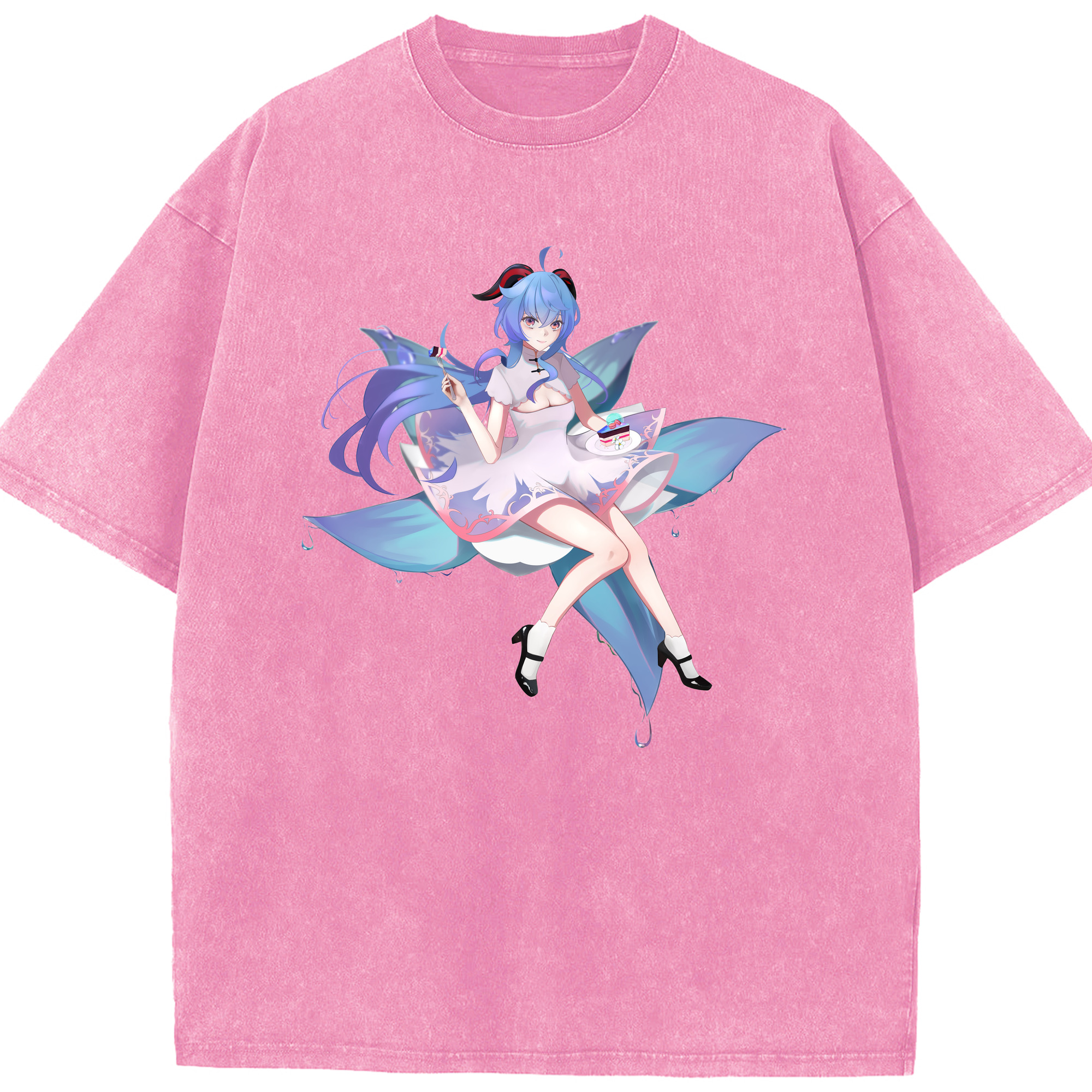 げんし神 甘雨 かんう genshin Ganyu 綿100% ヴィンテージ風 半袖Tシャツ（フロントプリント）